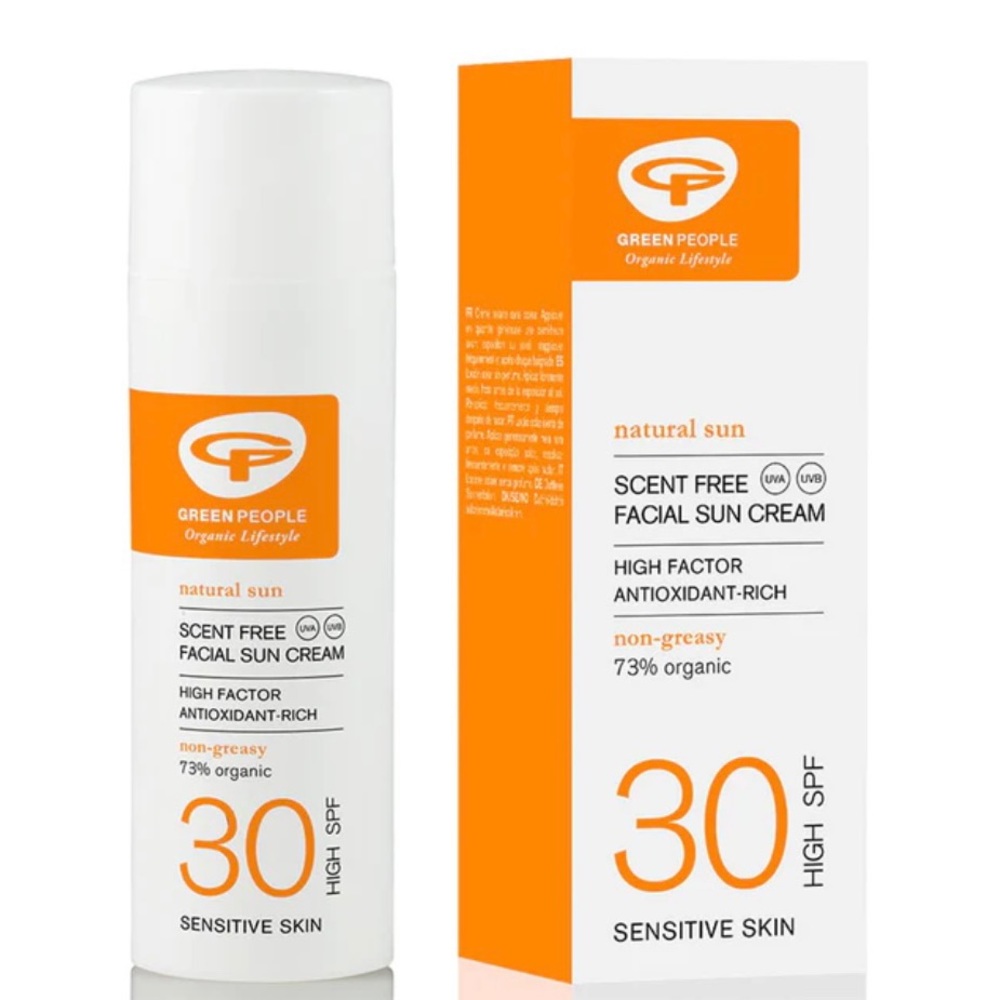 Green People scent free facial sun cream 30 spf unopened New